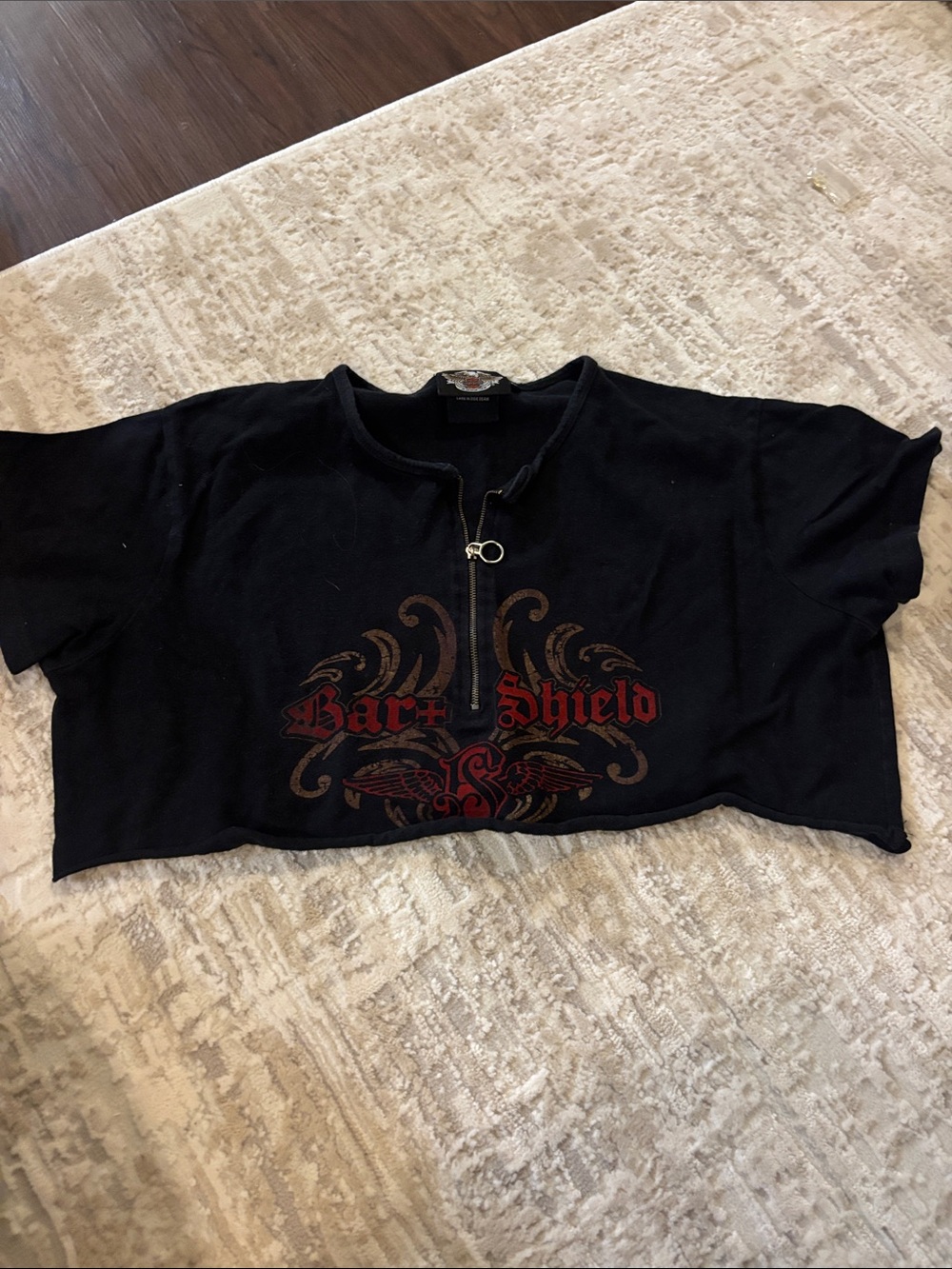 Harley Davidson zip up cropped tee
